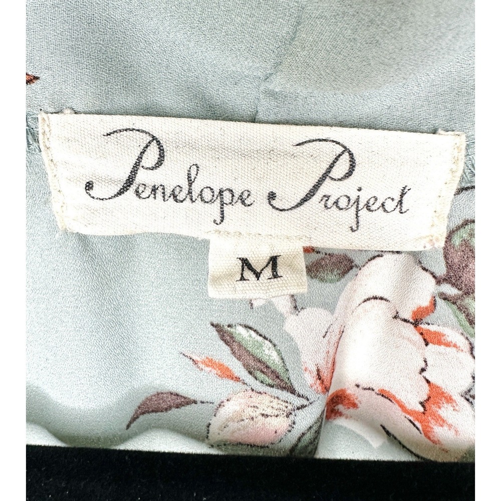Penelope Project‎ Floral Kimono Cardigan Sage Green Size M Boho Cover Up Cottage - Picture 13 of 15